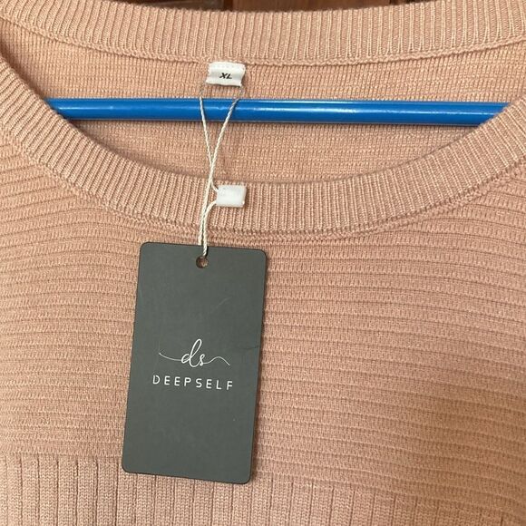 Deepself  NWT pink ruffle knit long sleeve pullover sweater Sz XL - Picture 2 of 9